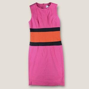 Vintage Expo Dress Size 4 Made in USA Pink Orange‎ Color Block Mod Sleeveless